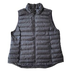 Gerry Quilted Puffer Vest Womens Charcoal Gray Full Zip Stand Collar Lightweight